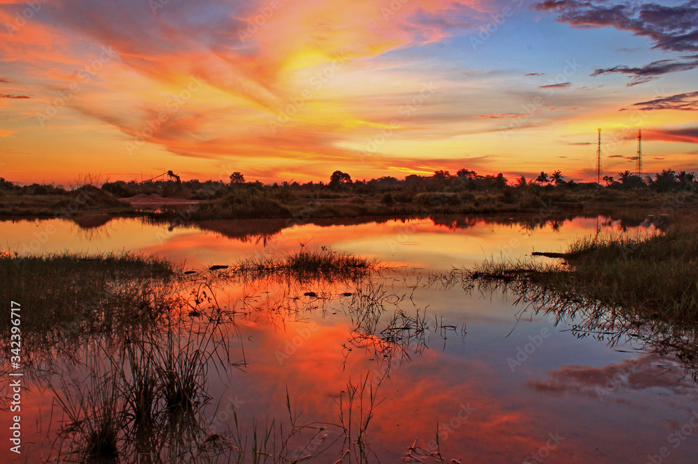 sunset over the river