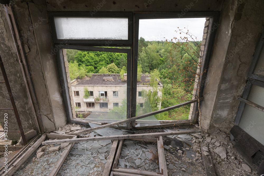 Fire station of abandoned ghost town Pripyat in Chernobyl zone