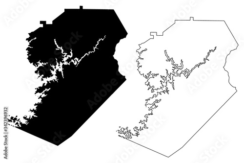 Hall County, Georgia (U.S. county, United States of America,USA, U.S., US) map vector illustration, scribble sketch Hall map
