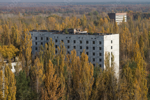 House in abandoned ghost town Pripyat in Chernobyl zone