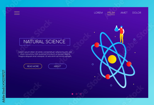 Natural science concept - modern isometric vector web banner