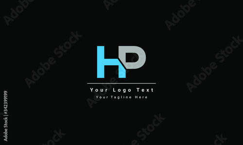 HP H P Letter Logo Design in Blue Colors with black background. Creative Modern Letters Vector Icon Logo Illustration.