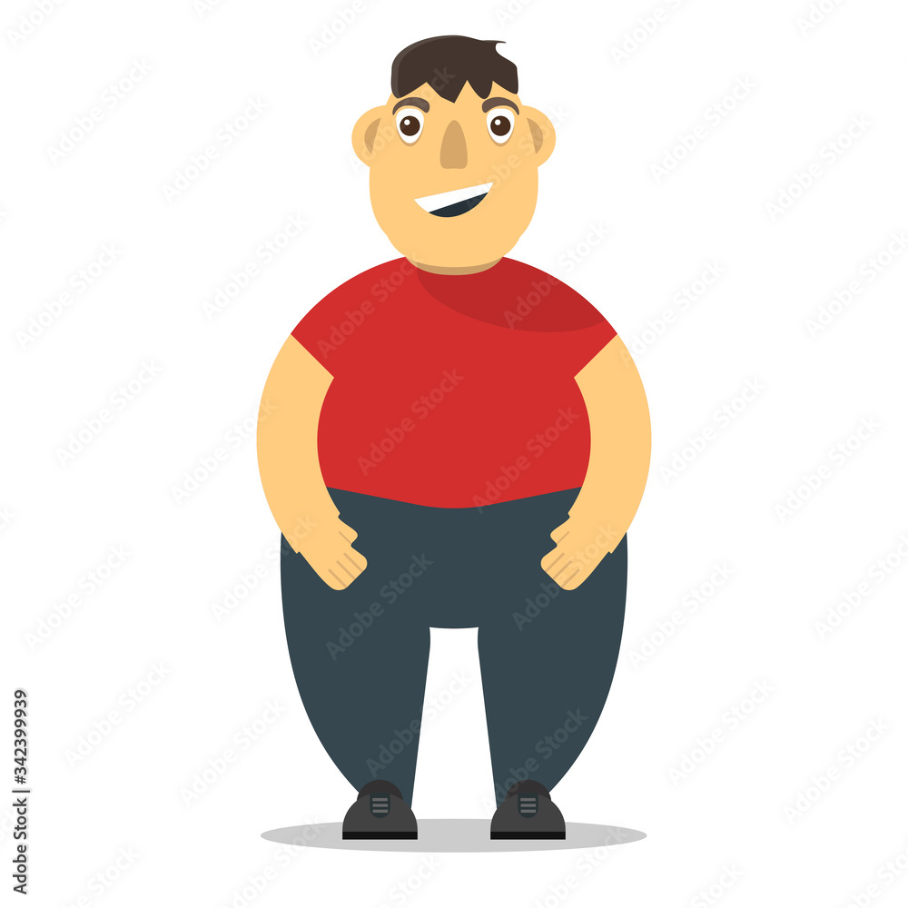 fat funny guy cartoon vector