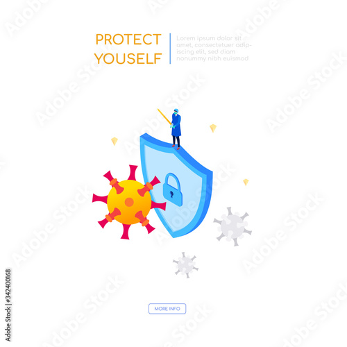 Protect yourself from virus - colorful isometric web banner