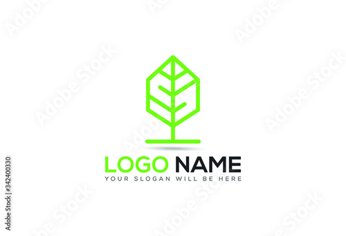 Abstract green leaf logo icon vector design. Landscape design, garden, Plant, nature, and ecology vector logo