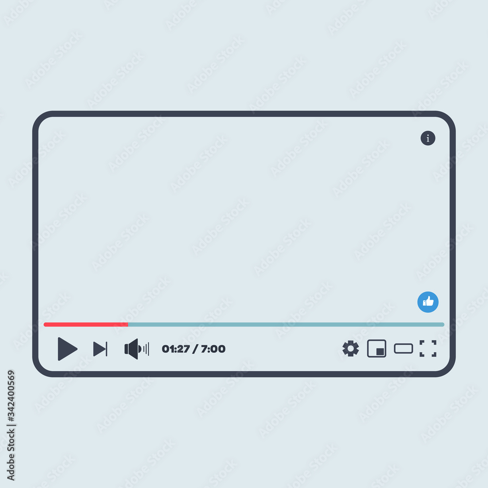 Classical video media player vectro symbol web on white blue background Classical video media player vectro symbol web on white blue background