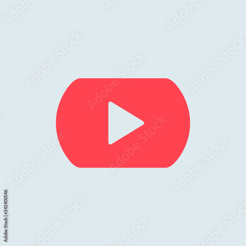 Free Download Play red icon in flat style on white blue background - GFXLoad