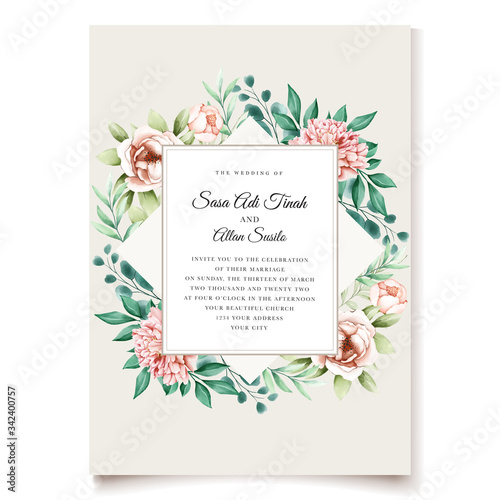 elegant peonies wedding invitation design