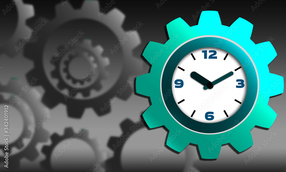 Clock and gear sign for productivity concept Clock and gear sign for productivity concept