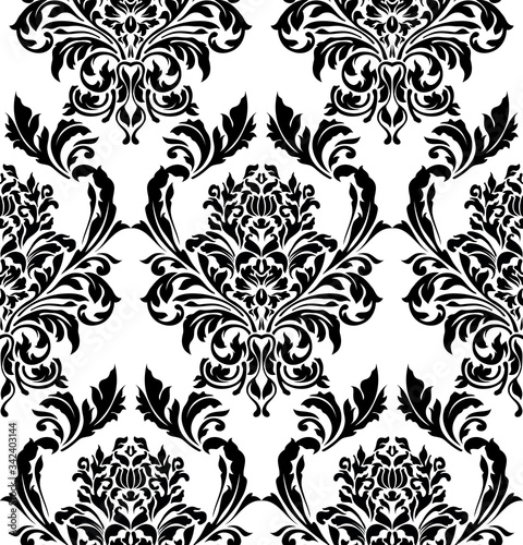 Vector damask seamless pattern background. Classical luxury old fashioned damask ornament, royal victorian seamless texture for wallpapers, textile, wrapping. Exquisite floral baroque template.