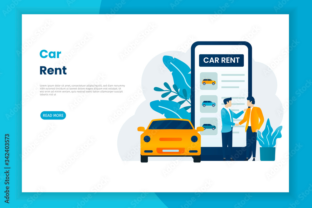 Car rent service advertising web page template. This design can be used for websites, landing pages, UI, mobile applications, posters, banners Car rent service advertising web page template. This design can be used for websites, landing pages, UI, mobile applications, posters, banners