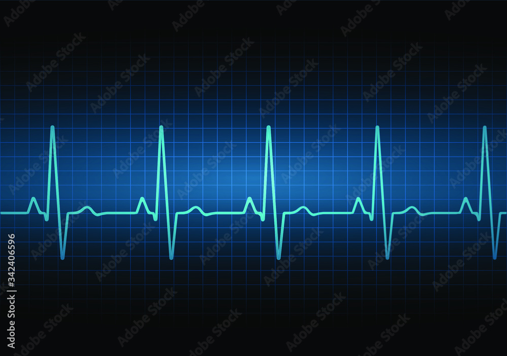 Heart rate graph. Heart beat. Ekg icon wave. Turquoise color. Stock vector illustration.