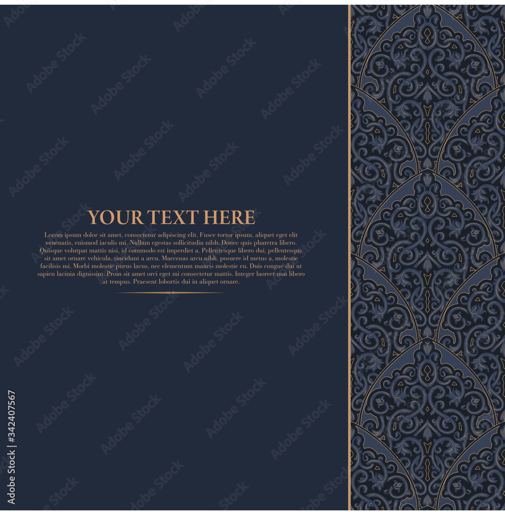 Vintage vector seamless pattern in east style.Place for text.Ornate element for design.Use for decoration wallpaper , design postcards , fabric .