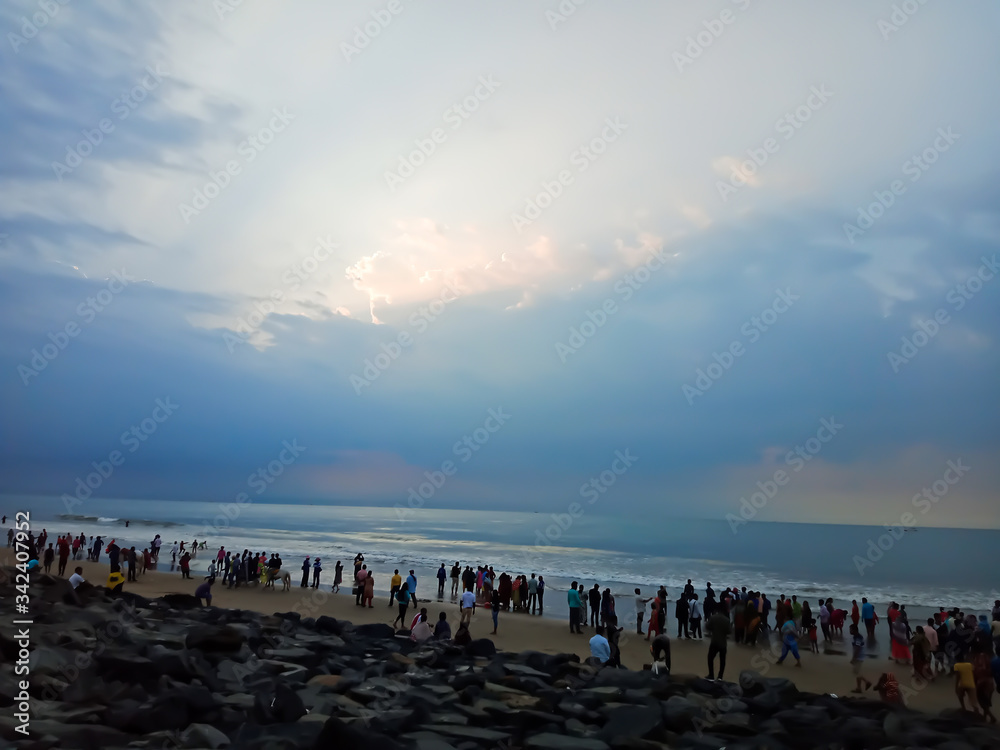 sunset at the  digha beach
