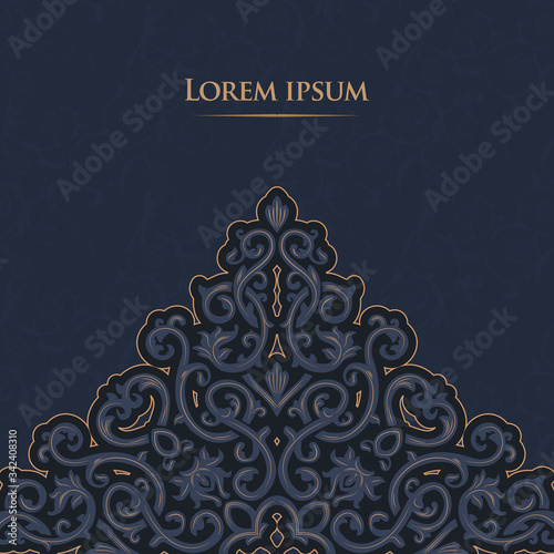 Vintage vector seamless pattern in east style.Place for text.Ornate element for design.Use for decoration wallpaper , design postcards , fabric .