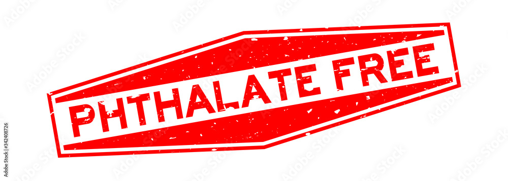 Grunge red phthalate free word hexagon rubber seal stamp on white background Grunge red phthalate free word hexagon rubber seal stamp on white background