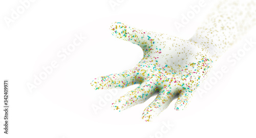 Fotografie Various bacteria and pathogens on a human hand, the microbiota of the skin - 3d