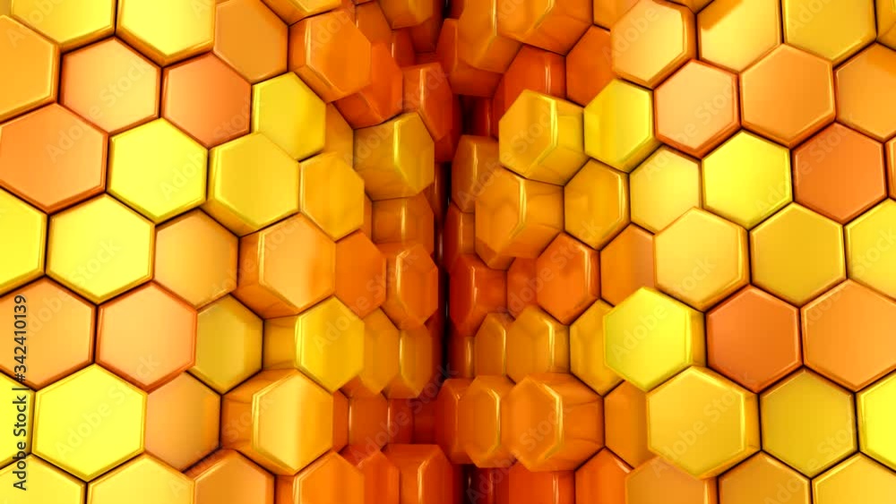 Background of Hexagons. Abstract motion, loop, 3d rendering, 4k resolution Background of Hexagons. Abstract motion, loop, 3d rendering, 4k resolution
