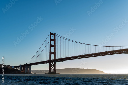 Famous Golden Gate Bridge in San Francisco California USA. The Golden Gate Bridge is a suspension bridge spanning the Golden Gate connecting San Francisco bay and pacific ocean © Bill
