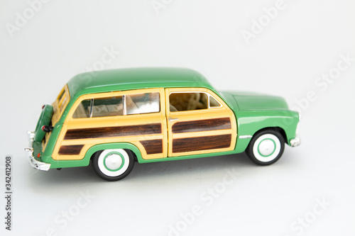vintage car toy car on a white background