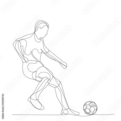 vector  on a white background  sketch of a soccer player with a ball
