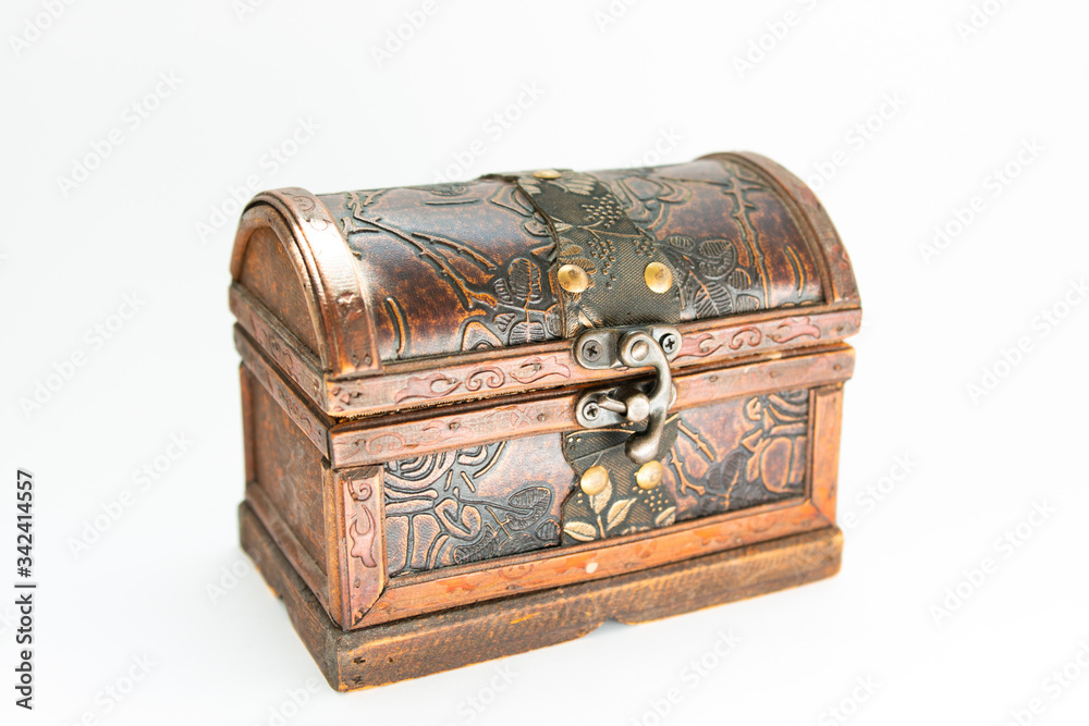 old wooden chest on a white background old wooden chest on a white background