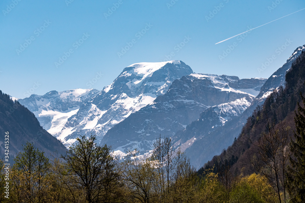 View of Mount Tödi from the Schwanden region in Glarus, Switzerland