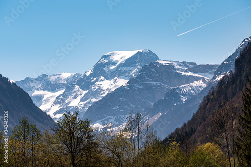 View of Mount Tödi from the Schwanden region in Glarus, Switzerland