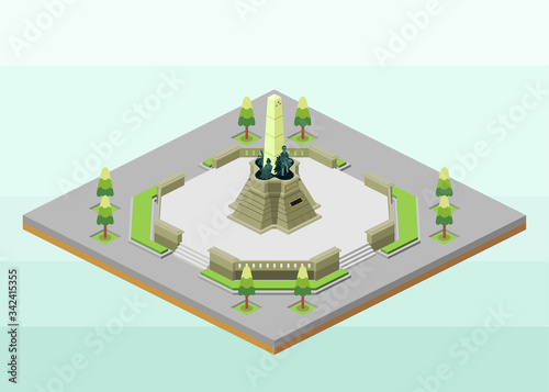 Isometric vector icon or infographic element representing landmark of Manila Philippines