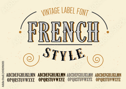 Vintage vector font for labels, headlines, posters etc.