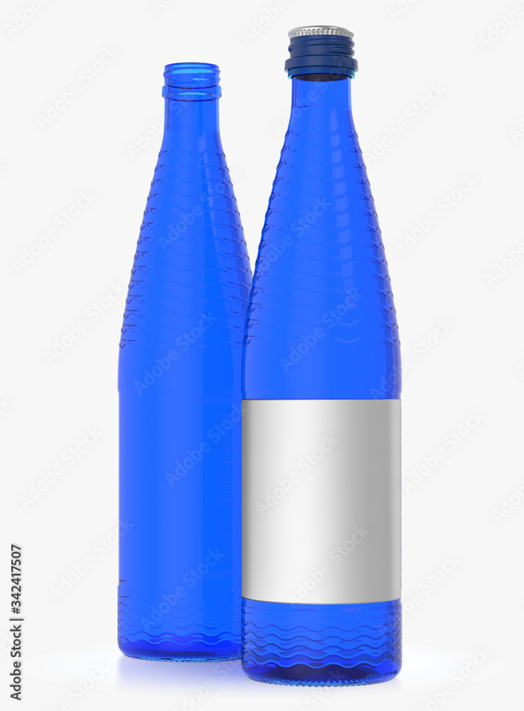 Glass bottle isolated with reflections. 3d illustration Glass bottle isolated with reflections. 3d illustration