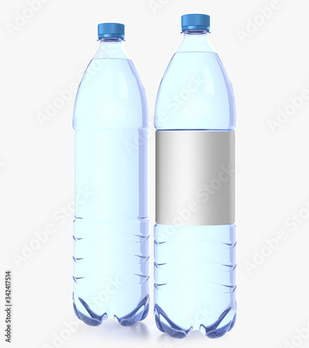 Glass bottle isolated with reflections. 3d illustration