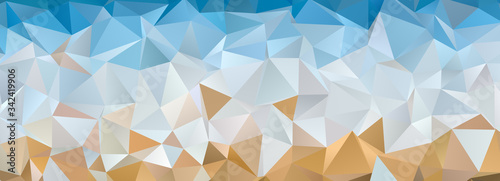 Abstract low poly background illustration, shades of brown, white and blue.