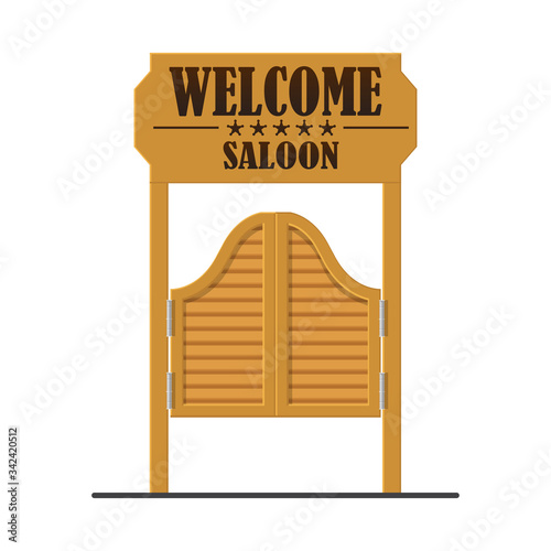 Western saloon doors isolated on background vector illustration.