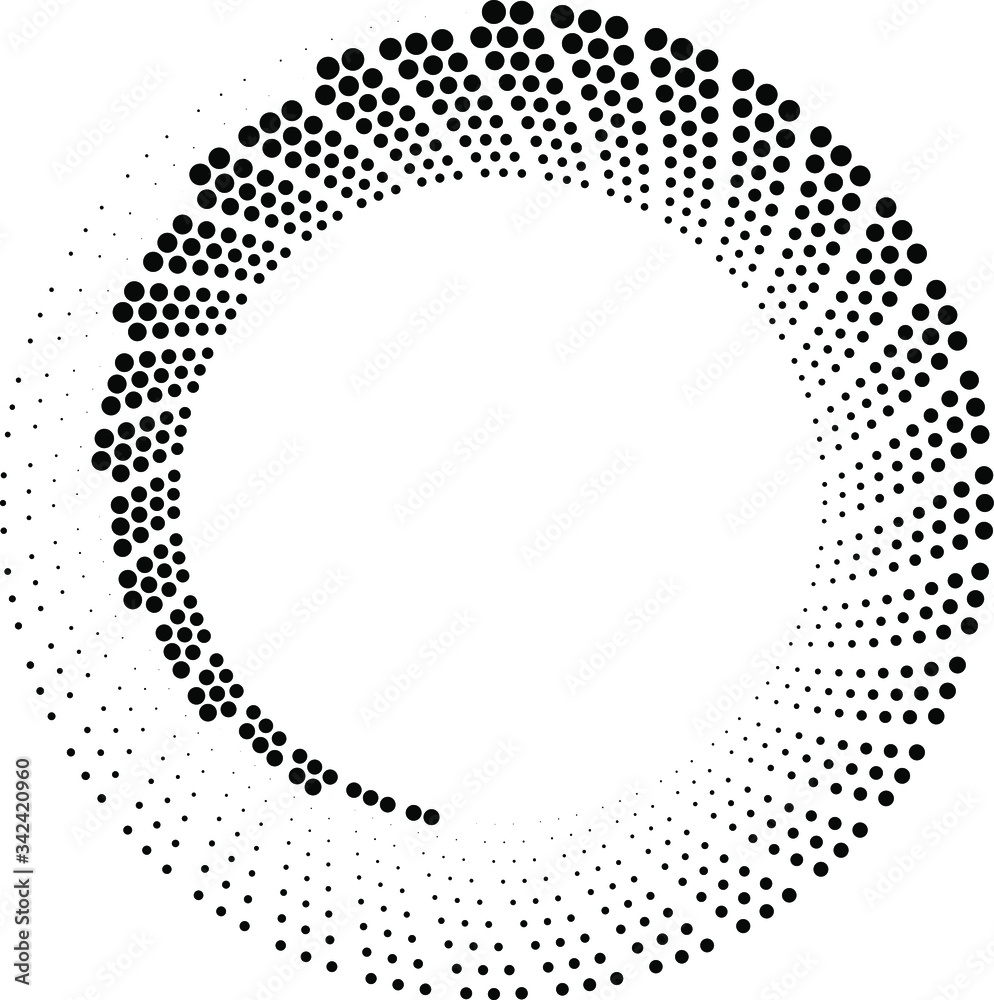 Abstract black halftone dots shape. Geometric art. Trendy design element for logo, tattoo, sign, symbol, web pages, prints, posters, template, pattern and abstract background Abstract black halftone dots shape. Geometric art. Trendy design element for logo, tattoo, sign, symbol, web pages, prints, posters, template, pattern and abstract background