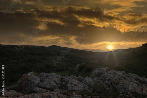 A sunset in the mountains of Valdelinares, Teruel