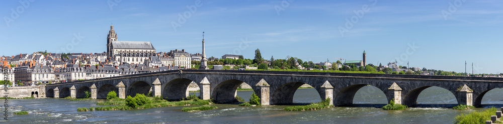 Saint Louis Cathedral and the bridge of Blois in Loire valley (France) Saint Louis Cathedral and the bridge of Blois in Loire valley (France)