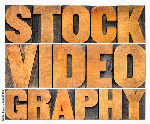 stock videography word abstract in vintage wood type photo