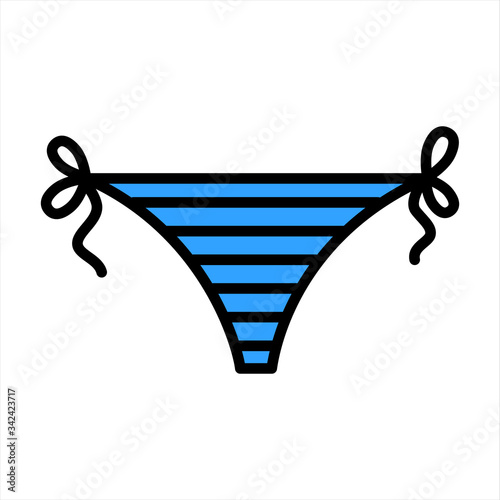 Female panties vector icon in flat style isolated on white background. Color illustration of woman underwear