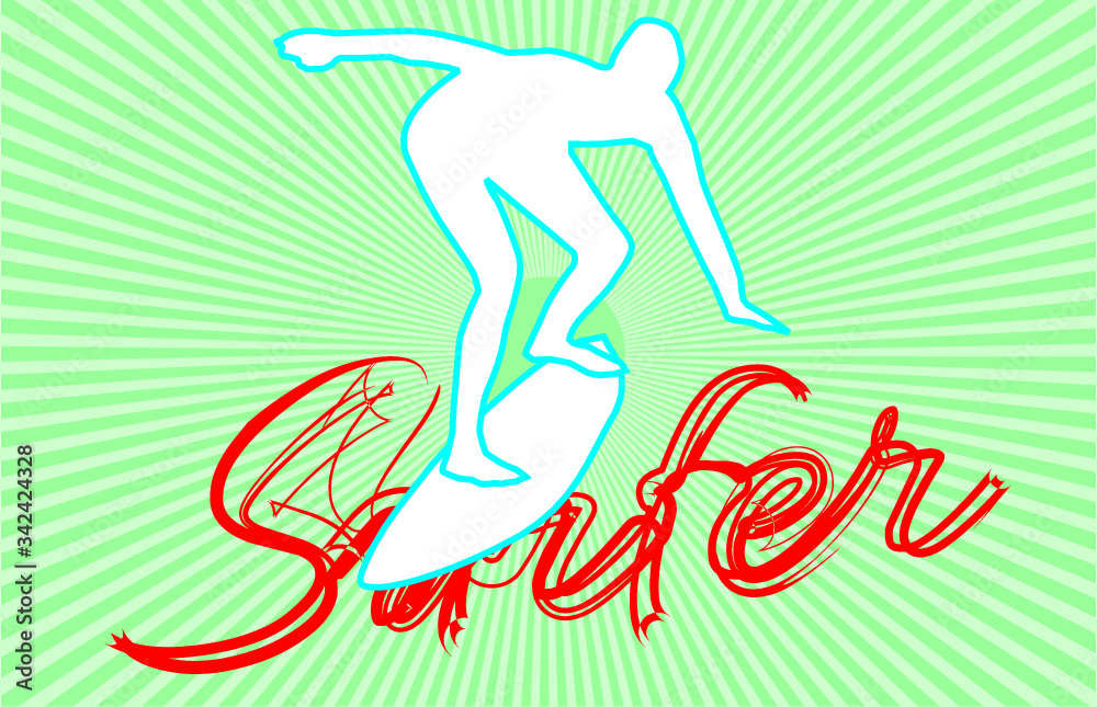 Obraz premium Summer sport surf print embroidery graphic design vector art