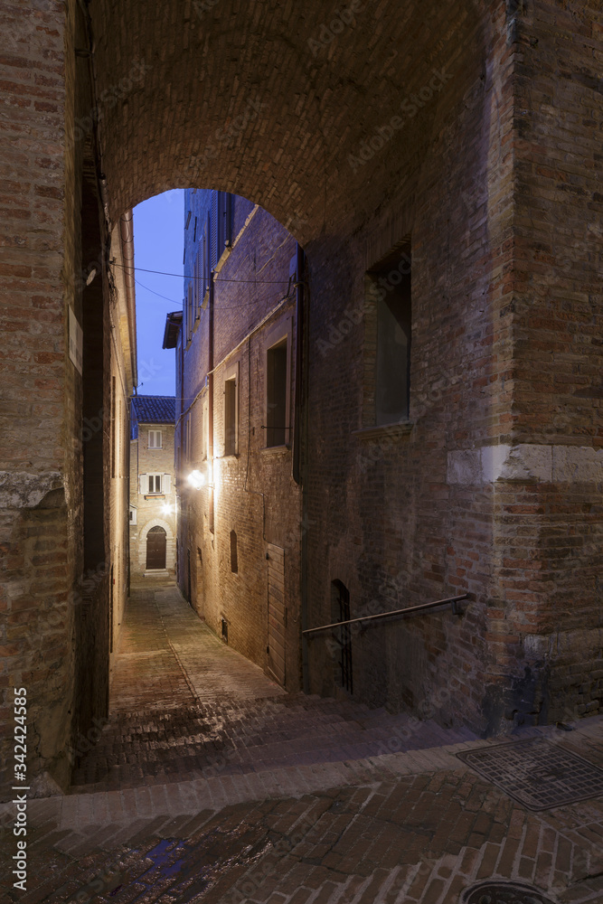 The quiet streets of Urbino in Le Marche, Italy.