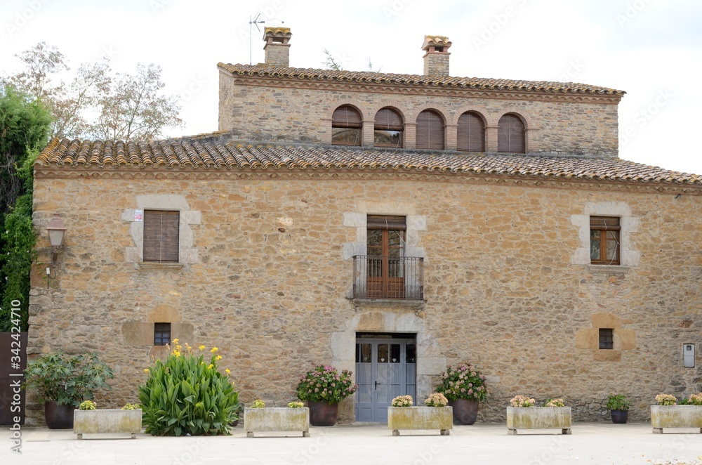 Stone house in Girona village, Spain