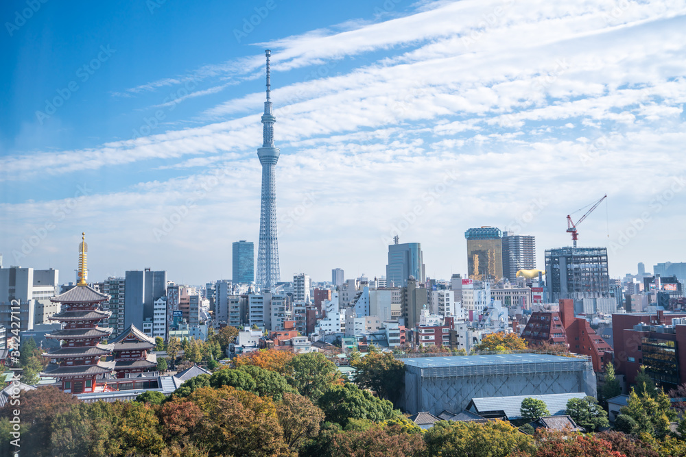 Φωτογραφία Tokyo skytree, Japan - November 14 2019, Scene with Tourists at Nakamise shopping street in Sensoji Temple, popular places in Tokyo
