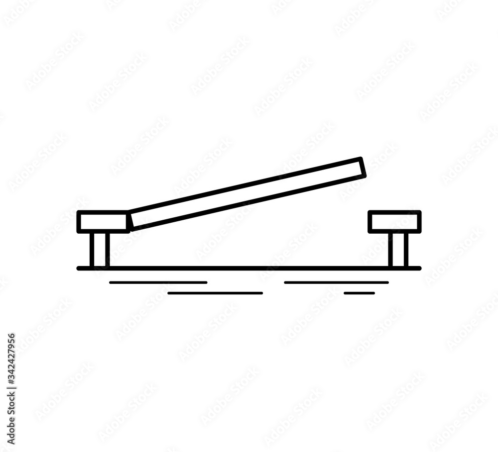 Moveable bridge line icon isolated on white background. Urban architecture. Vector illustration. Moveable bridge line icon isolated on white background. Urban architecture. Vector illustration.