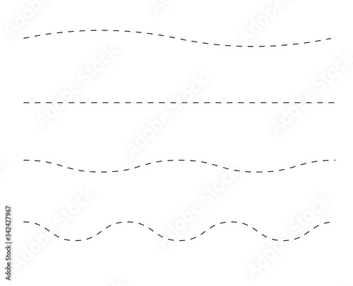 Path travel dotted line trip dashed trace destination track plan and silhouette, travelling symbol vector illustration