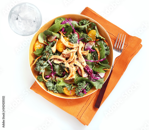 An example of a healthy and delicious asian mandarin sesame chicken salad meal
