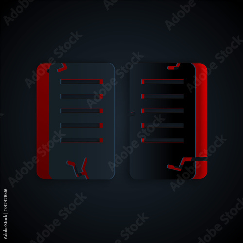 Paper cut The commandments icon isolated on black background. Gods law concept. Paper art style. Vector Illustration
