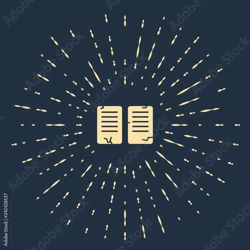 Beige The commandments icon isolated on blue background. Gods law concept. Abstract circle random dots. Vector Illustration