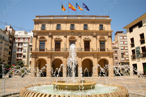 Castellón City Council or Palau Municipal in Castellón de la Plana, Valencia, Spain. Baroque style, overlooks the Plaza Mayor, in front of the co-cathedral of Santa Maria and El Fadrí .