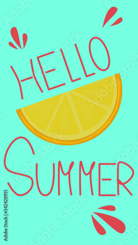 summer sale poster, hello summer wallpaper with a lemon slice,